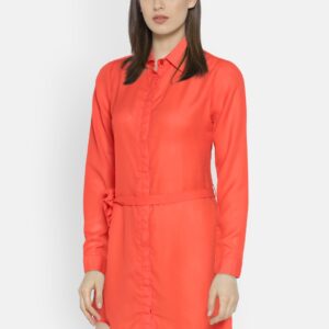 Boohoo Red Sheer Shirt Dress