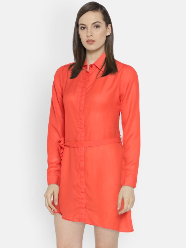 Boohoo Red Sheer Shirt Dress