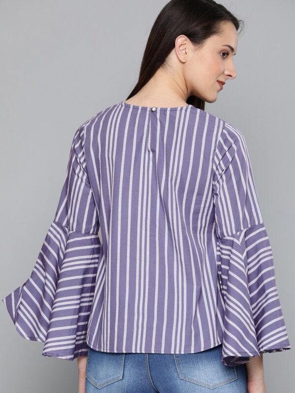 HERE&NOW Women Blue & Off-White Striped Top