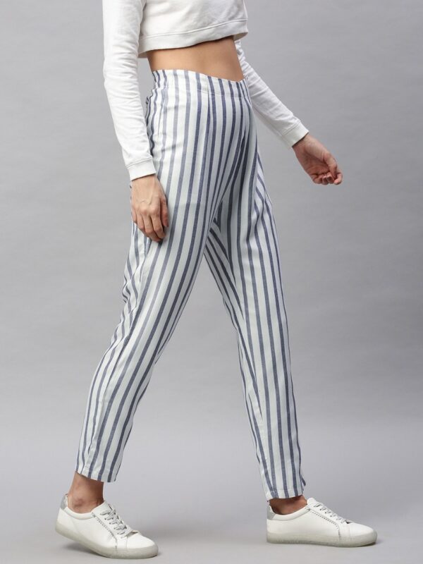 HERE&NOW Women Regular Fit Striped Cropped Trousers