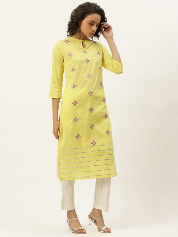 Moda Rapido Women Ethnic Motifs Embroidered Pure Cotton Straight Kurta