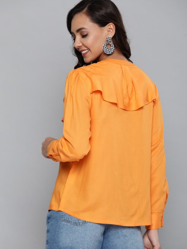 HERE&NOW Women Orange Solid Shirt Style Top