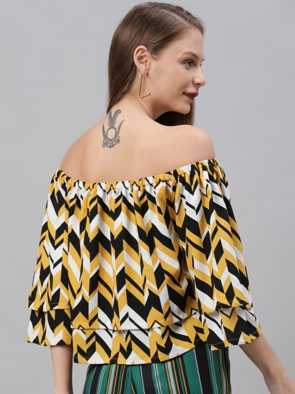 HERE&NOW Women Chevron Printed Off Shoulder Bardot Top