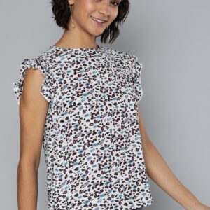 HERE&NOW Women Animal Printed Styled Back Top