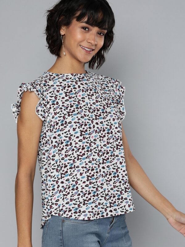 HERE&NOW Women Animal Printed Styled Back Top