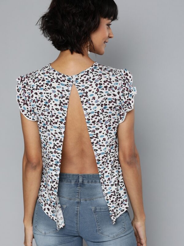 HERE&NOW Women Animal Printed Styled Back Top