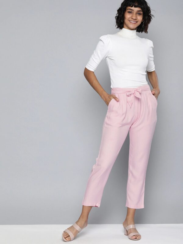 HERE&NOW Women Regular Fit Solid Peg Trousers