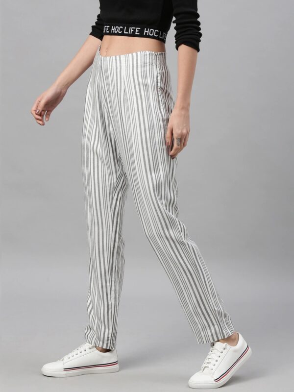 HERE&NOW Women Regular Fit Striped Regular Trousers