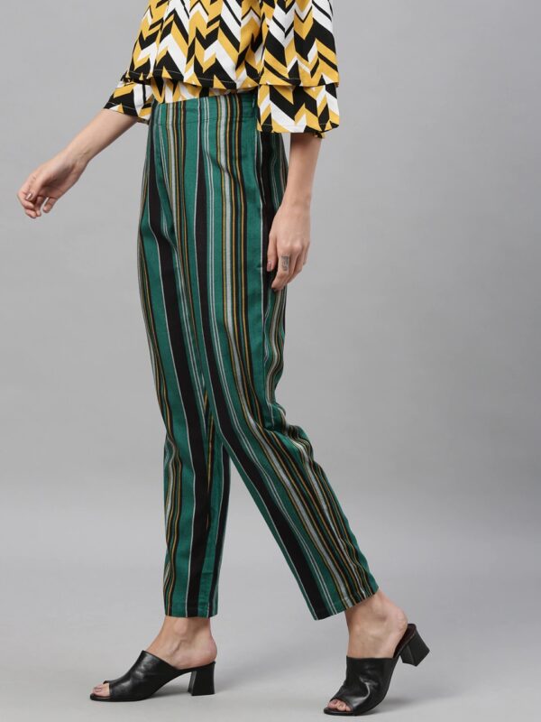 HERE&NOW Women Regular Fit Striped Regular Trousers