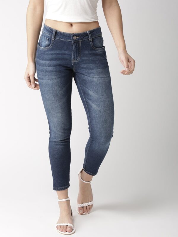 Mast & Harbour Women Skinny Fit Mid-Rise Clean Look Stretchable Cropped Jeans