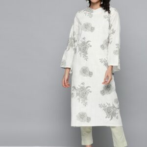 HERE&NOW Women Floral Printed Pure Cotton Flared Sleeves Kurta