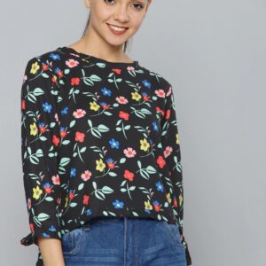 HERE&NOW Women Black Printed Top