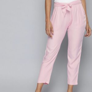 HERE&NOW Women Pink Regular Fit Solid Peg Trousers