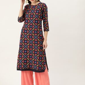 Moda Rapido Women Printed Layered Styled Back Straight Kurta