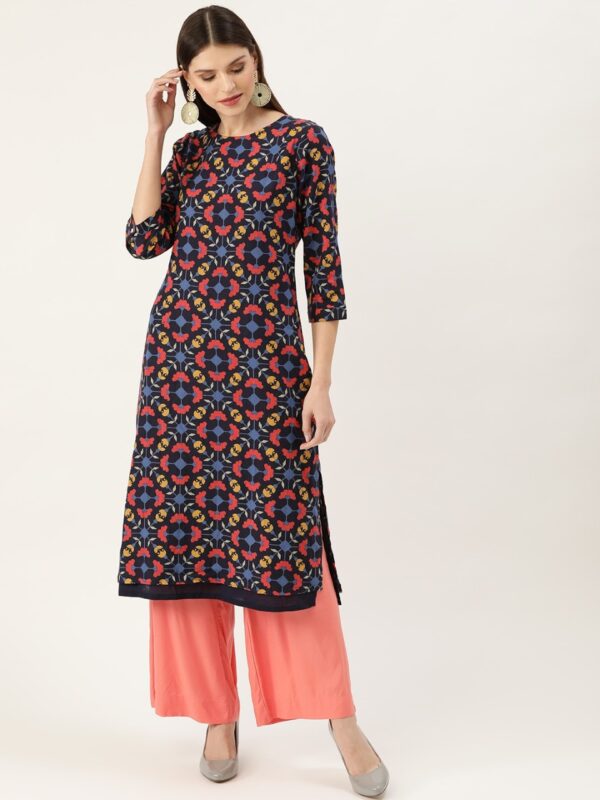 Moda Rapido Women Printed Layered Styled Back Straight Kurta