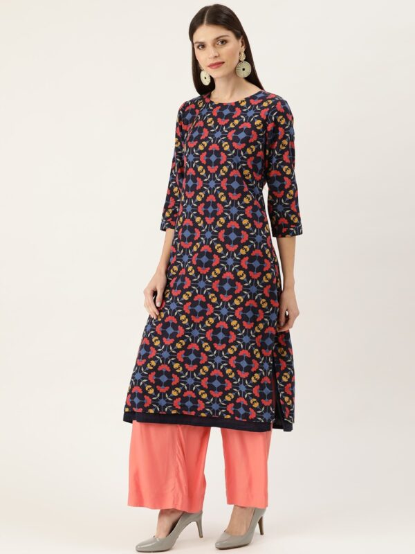 Moda Rapido Women Printed Layered Styled Back Straight Kurta