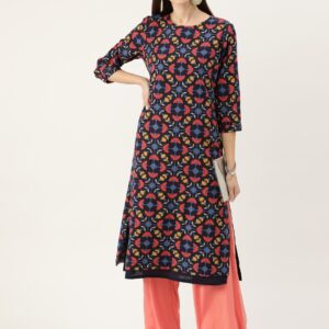 Moda Rapido Women Printed Layered Styled Back Straight Kurta