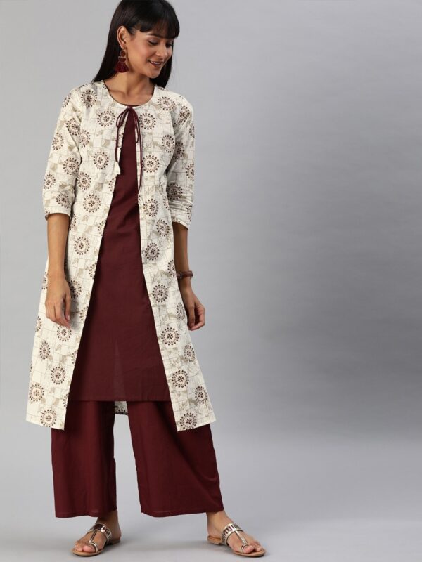 Anouk Women Printed Layered Kurta with Palazzos