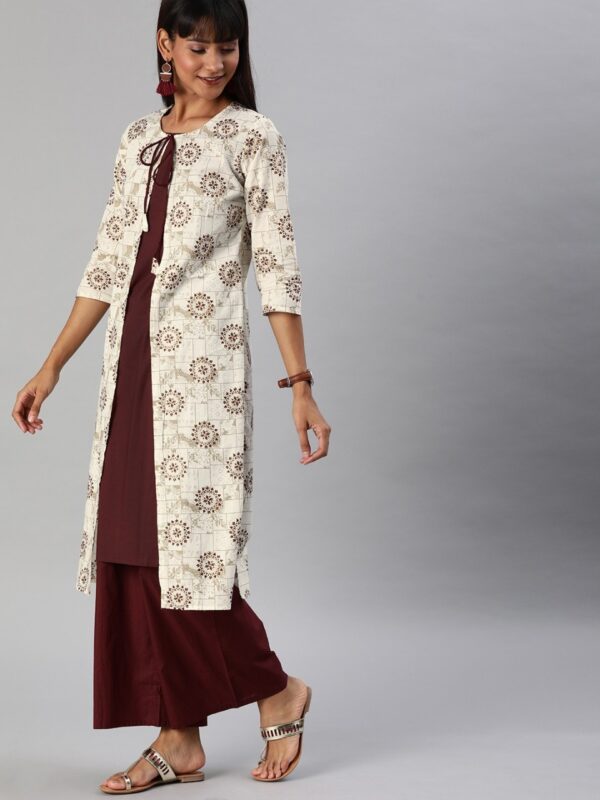 Anouk Women Printed Layered Kurta with Palazzos