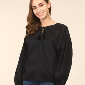 LEVI"S Casual Bishop Sleeve Solid Women Top