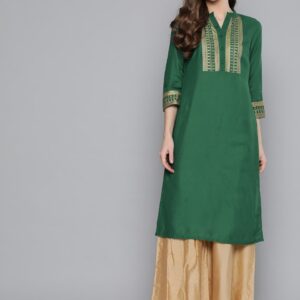 HERE&NOW Women Yoke Design Straight Kurta