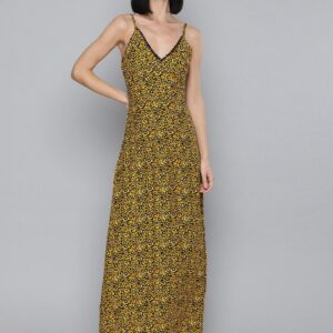 HERE&NOW Women Animal Printed Maxi Dress With Smocked Detail