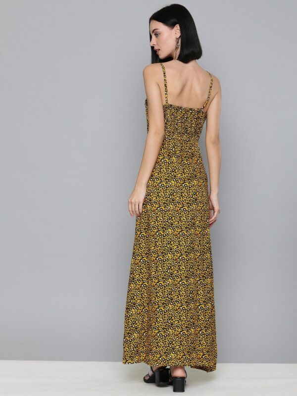 HERE&NOW Women Animal Printed Maxi Dress With Smocked Detail