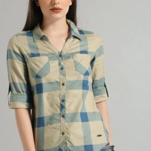 Roadster Women Slim Fit Checked Sustainable Casual Shirt