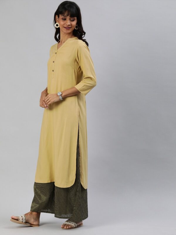 Anouk Women Beige Solid Straight Kurta