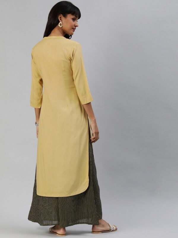 Anouk Women Beige Solid Straight Kurta