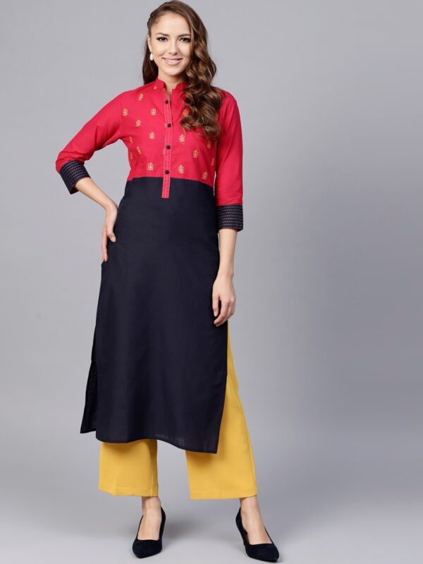 Jaipur Kurti Women Colourblocked Straight Kurta