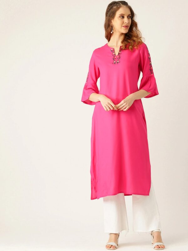 Moda Rapido Women Pink Solid Straight Kurta