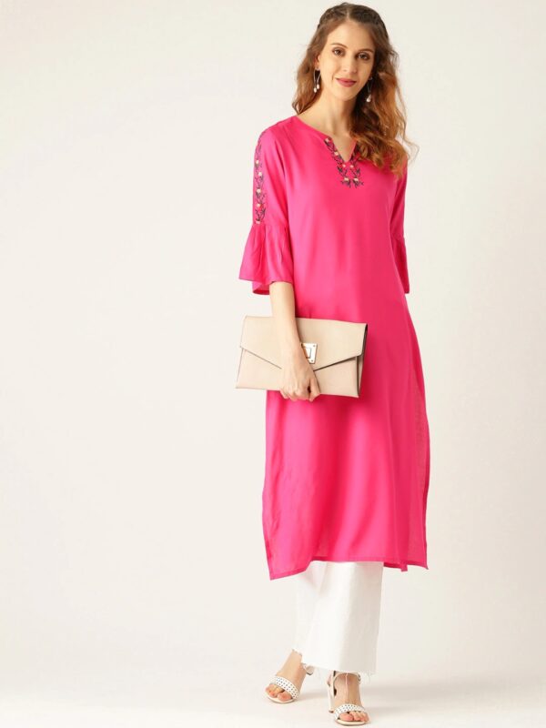 Moda Rapido Women Pink Solid Straight Kurta