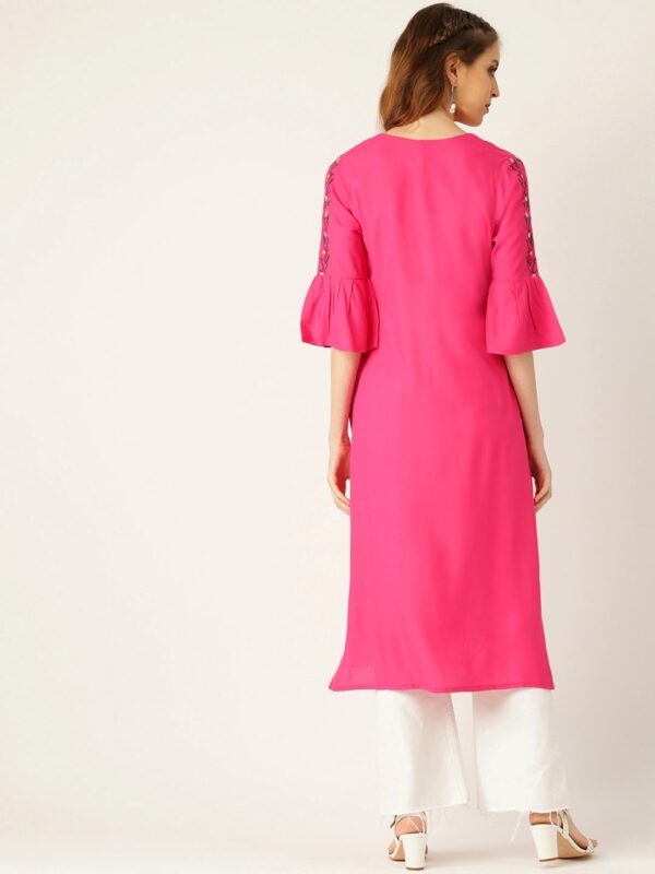 Moda Rapido Women Pink Solid Straight Kurta