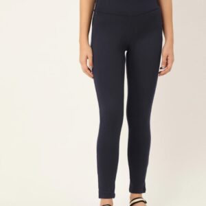 ether Women Navy Blue Solid Jeggings