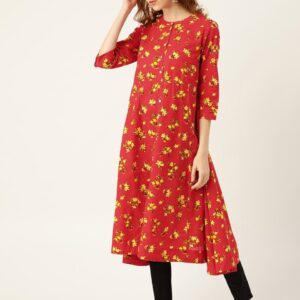 Sangria Women Floral Print A-Line Kurta