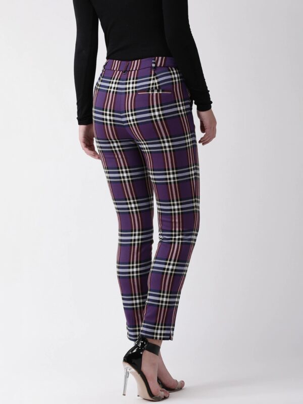 Marks & Spencer Women Slim Fit Checked Regular Trousers