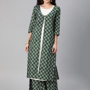 Anouk Women Printed Layered Kurta with Palazzos