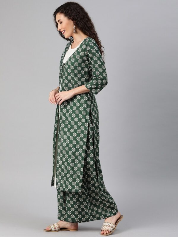 Anouk Women Printed Layered Kurta with Palazzos