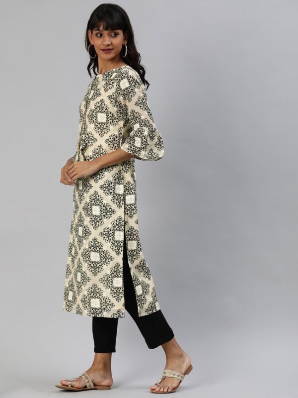 Anouk Women Printed Straight Kurta with Bell Sleeves