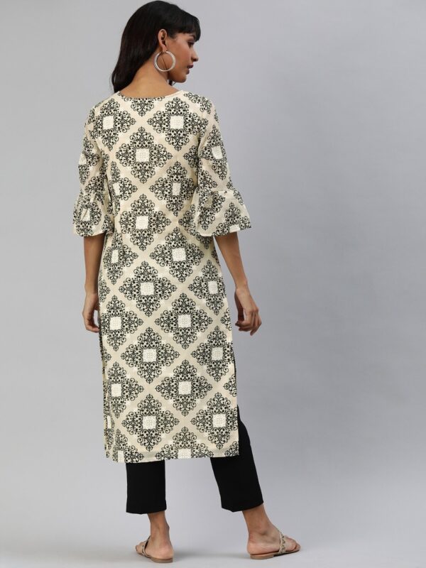 Anouk Women Printed Straight Kurta with Bell Sleeves