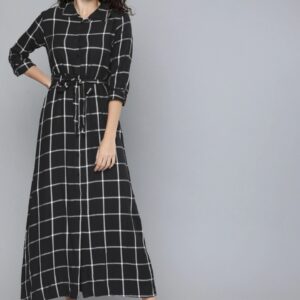 HERE&NOW Women Checked Maxi Dress