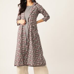 Sangria Women Printed Layered A-Line Kurta