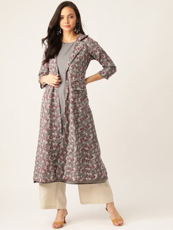 Sangria Women Printed Layered A-Line Kurta