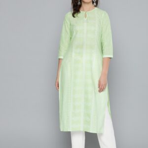 HERE&NOW Women Ethnic Motifs Printed Pure Cotton Keyhole Neck Kurta