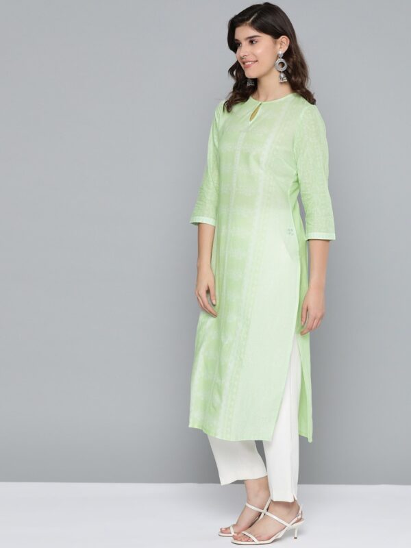 HERE&NOW Women Ethnic Motifs Printed Pure Cotton Keyhole Neck Kurta