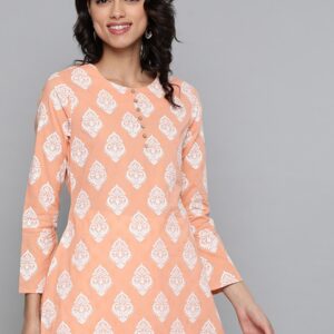 Here&now Women Ethnic Motifs Pure Cotton Printed Kurta