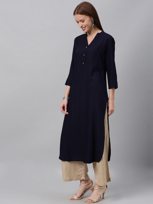 Anouk Women Solid Straight Kurta With Button Detailing