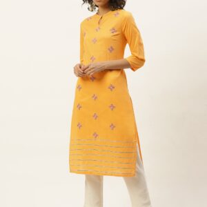 Moda Rapido Women Ethnic Motifs Embroidered Pure Cotton Straight Kurta