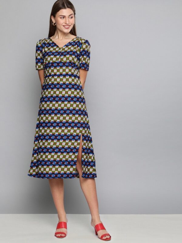 HERE&NOW Women Printed A-Line Dress